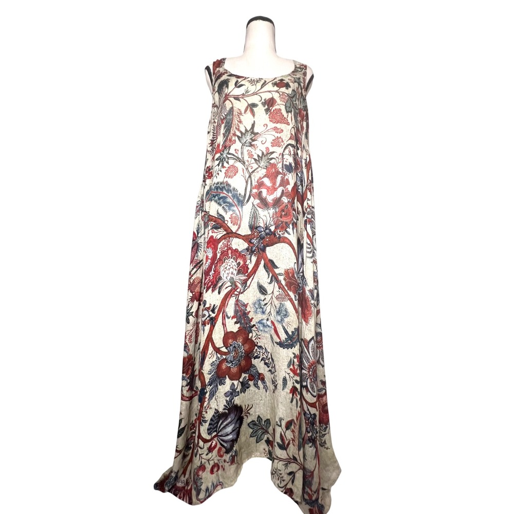 Floral Sleeveless Maxi Dress Sheer Overlay Festival Boho Cottagecore Dress